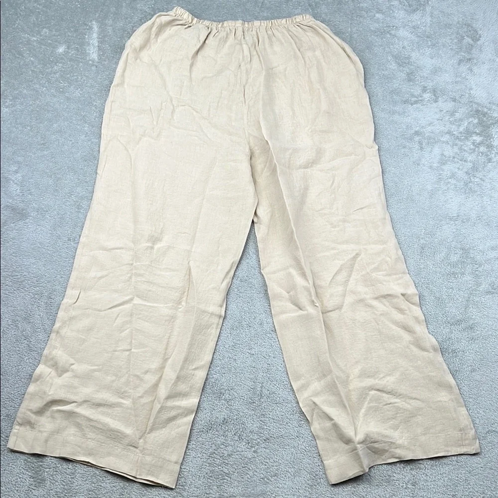 NEW The Simple Folk M 100%‎ Organic Linen Wide Leg Pants Oatmeal Cream Pockets